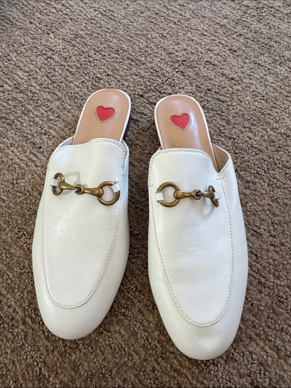 Vero Cuoio White Leather Horsebit Mules